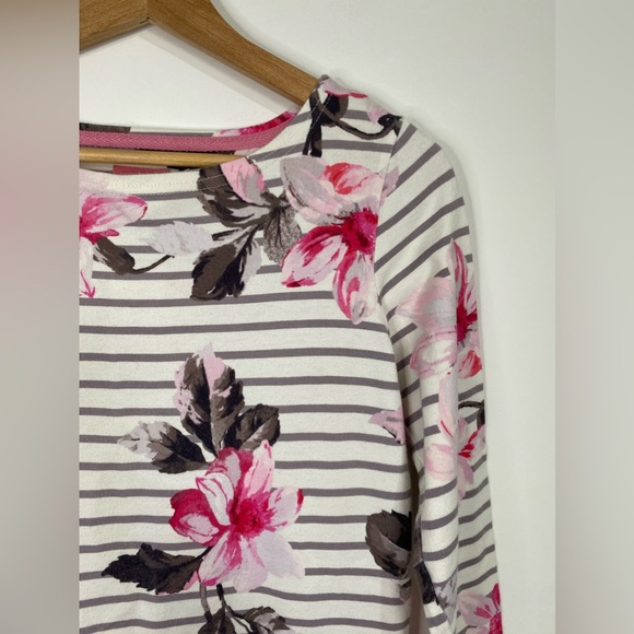 Joules Floral and Striped Pattern Long Sleeve Top Size 8 - Picture 3 of 13